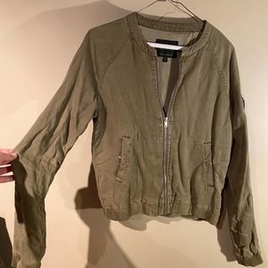 Sanctuary Green Denim Bomber Jacket
